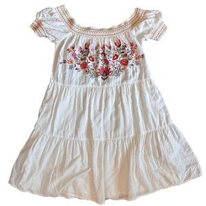 Forever 21 White Girls’ Embroidered Floral Tiered Dress Size L